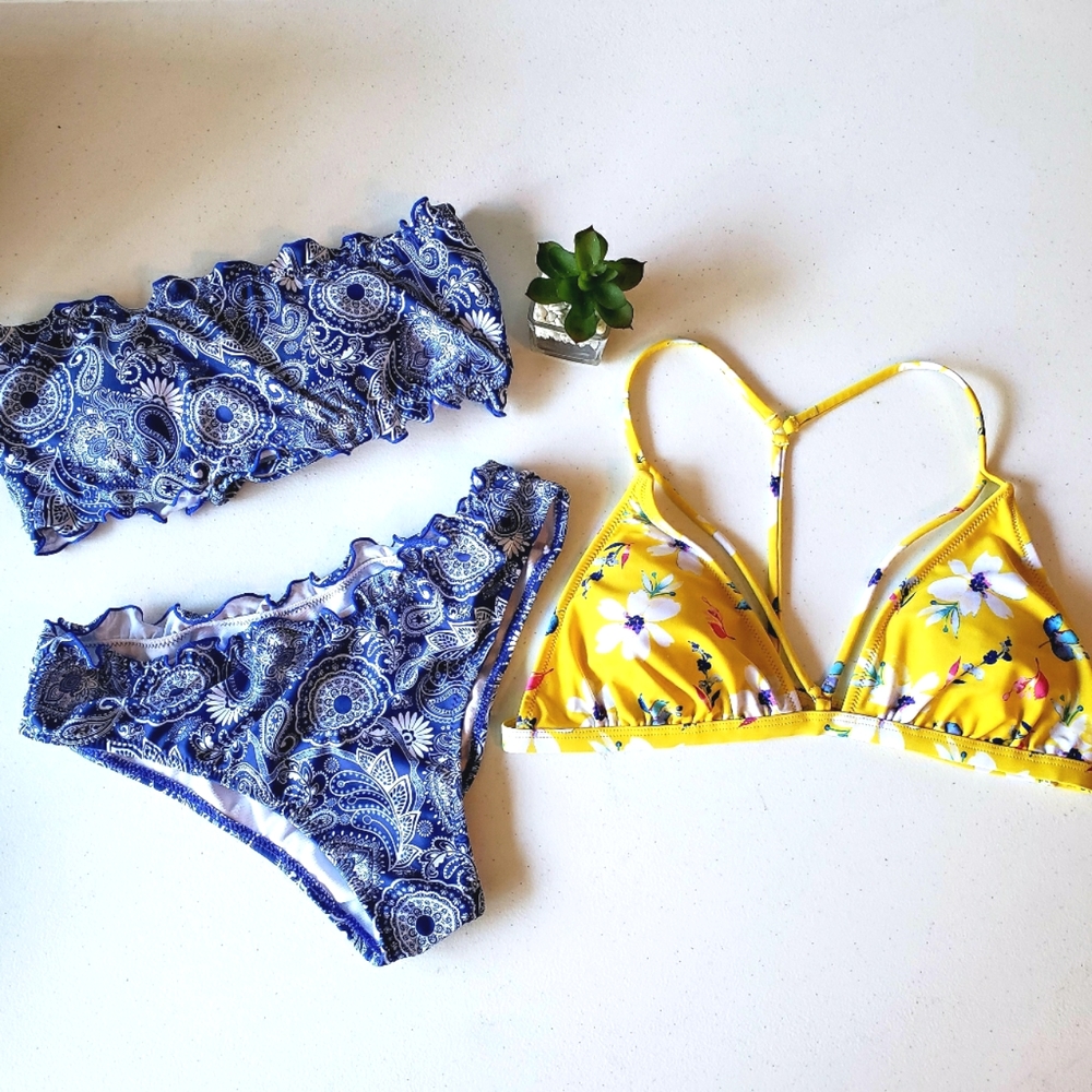 Bandana Print Strapless Bandeau Swim Bundle
